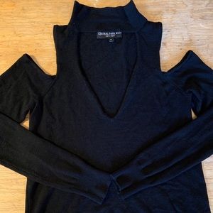 Cold Shoulder/Mock Neck Long Sleeve Top